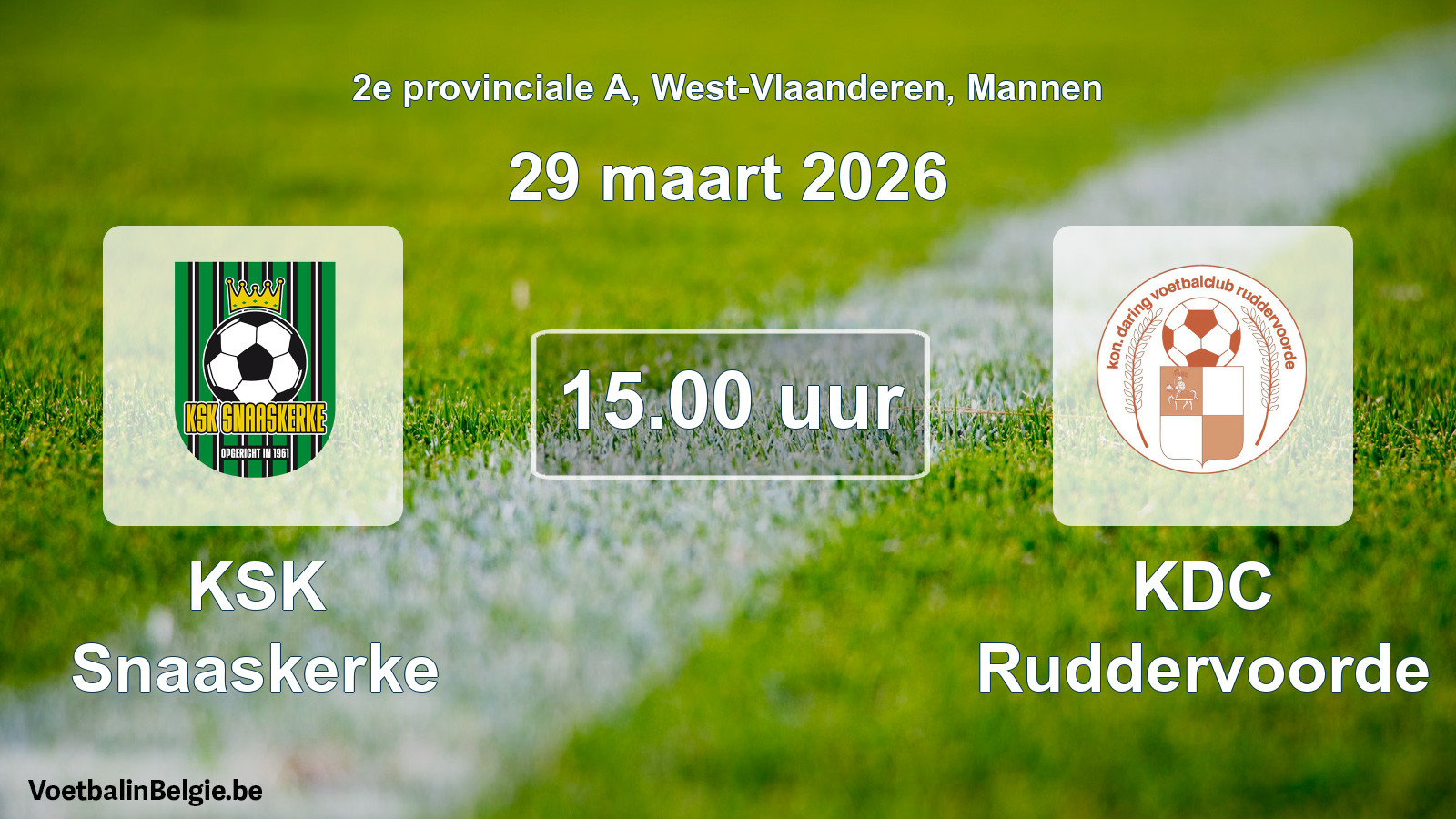 Scheduled match men football: KSK Snaaskerke - KDC Ruddervoorde (29 March 2026)
