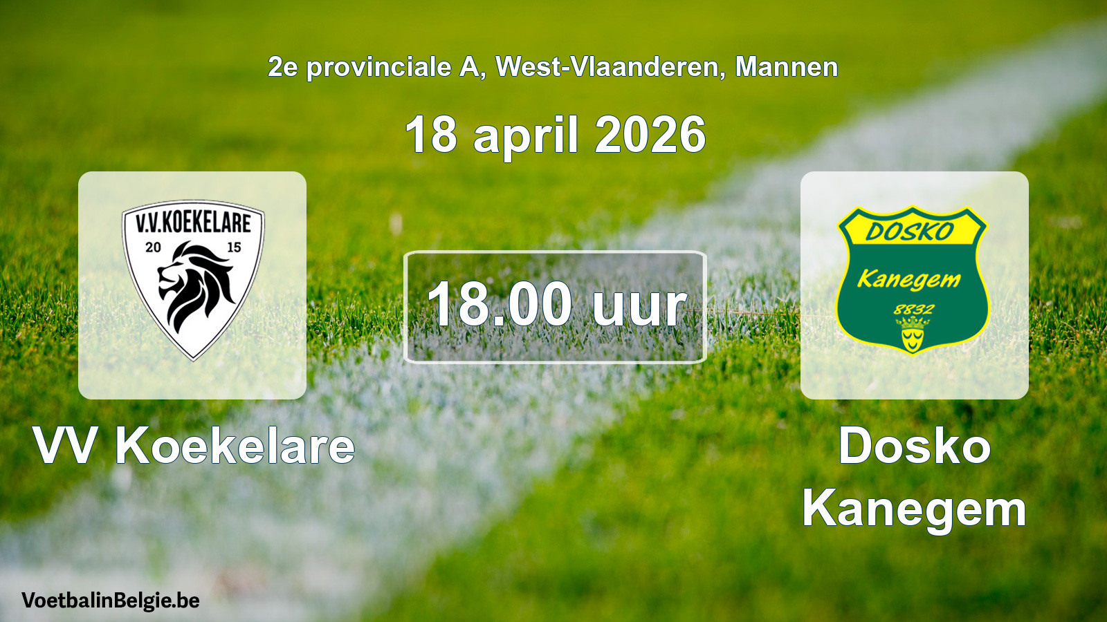 Scheduled match men football: VV Koekelare - Dosko Kanegem (18 April 2026)