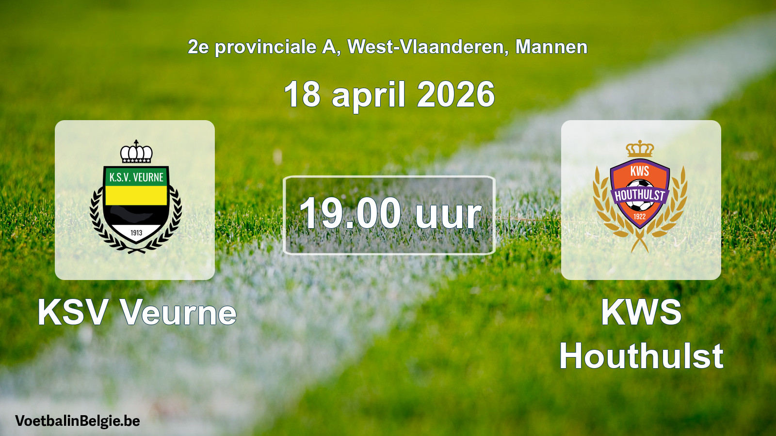 Scheduled match men football: KSV Veurne - KWS Houthulst (18 April 2026)