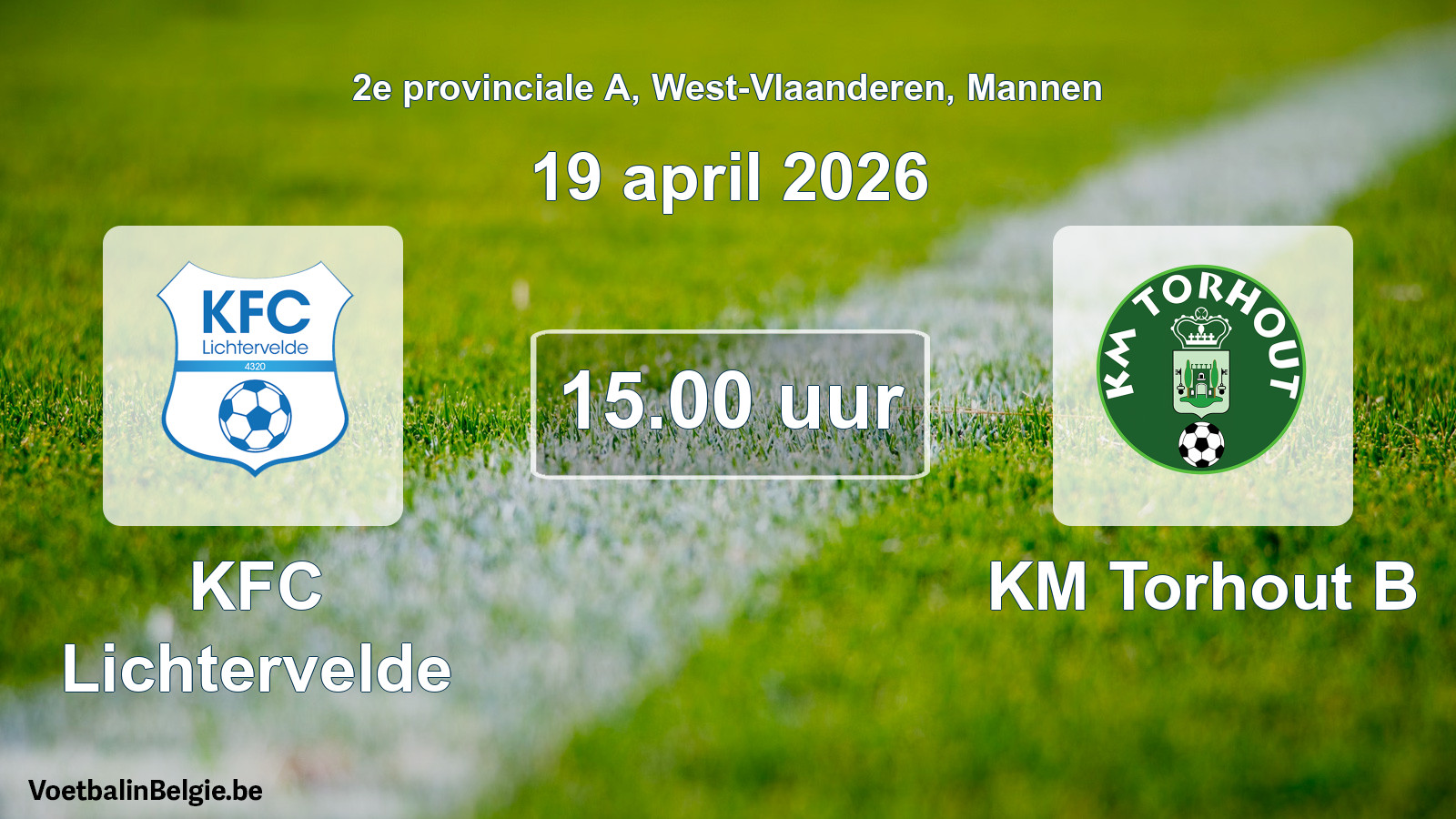 Scheduled match men football: KFC Lichtervelde - KM Torhout B (19 April 2026)