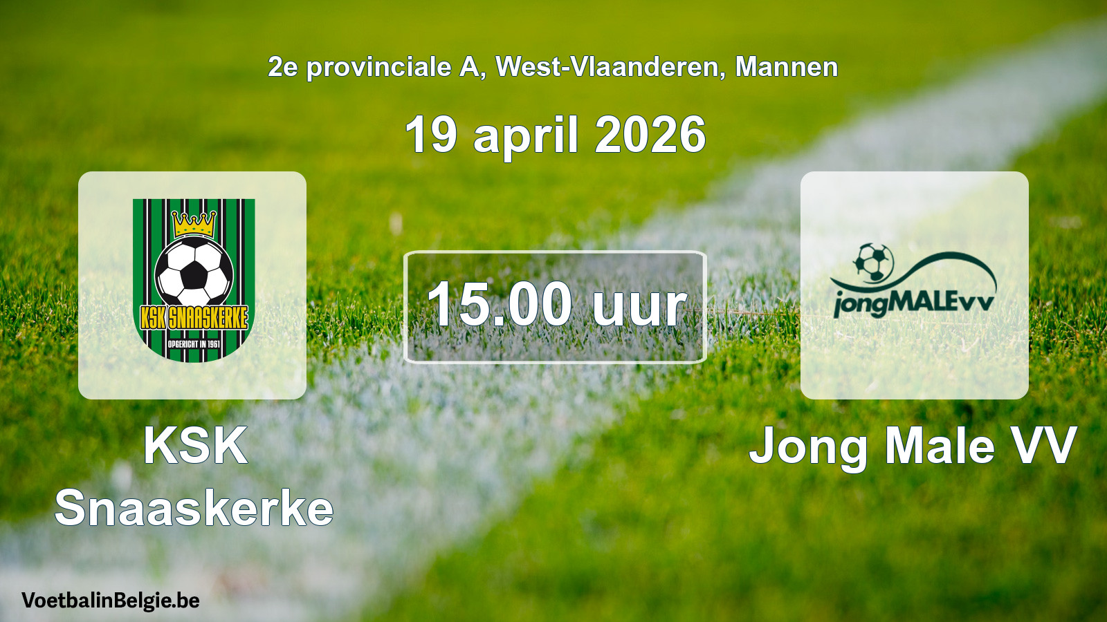 Scheduled match men football: KSK Snaaskerke - Jong Male VV (19 April 2026)