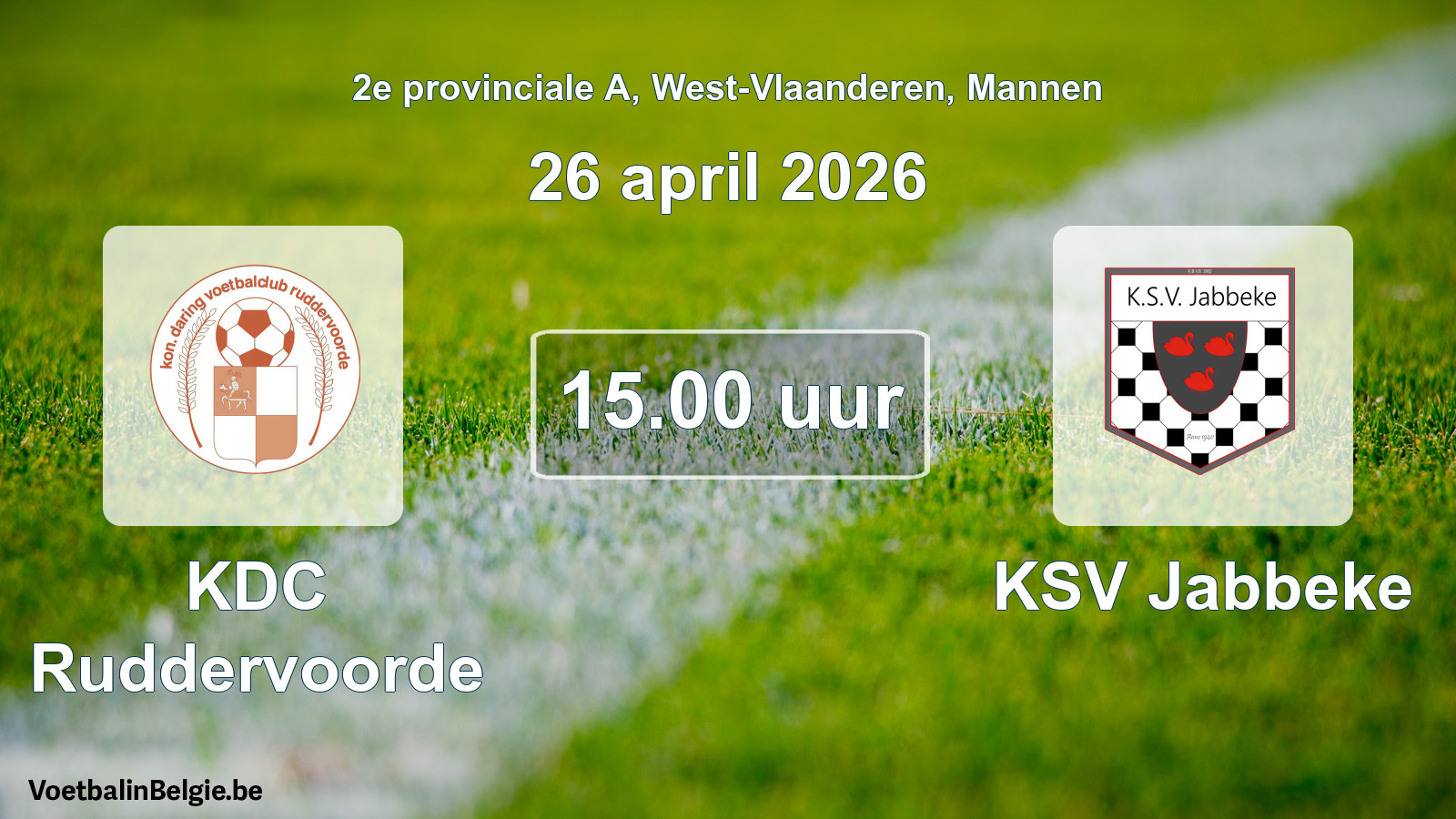 Scheduled match men football: KDC Ruddervoorde - KSV Jabbeke (26 April 2026)