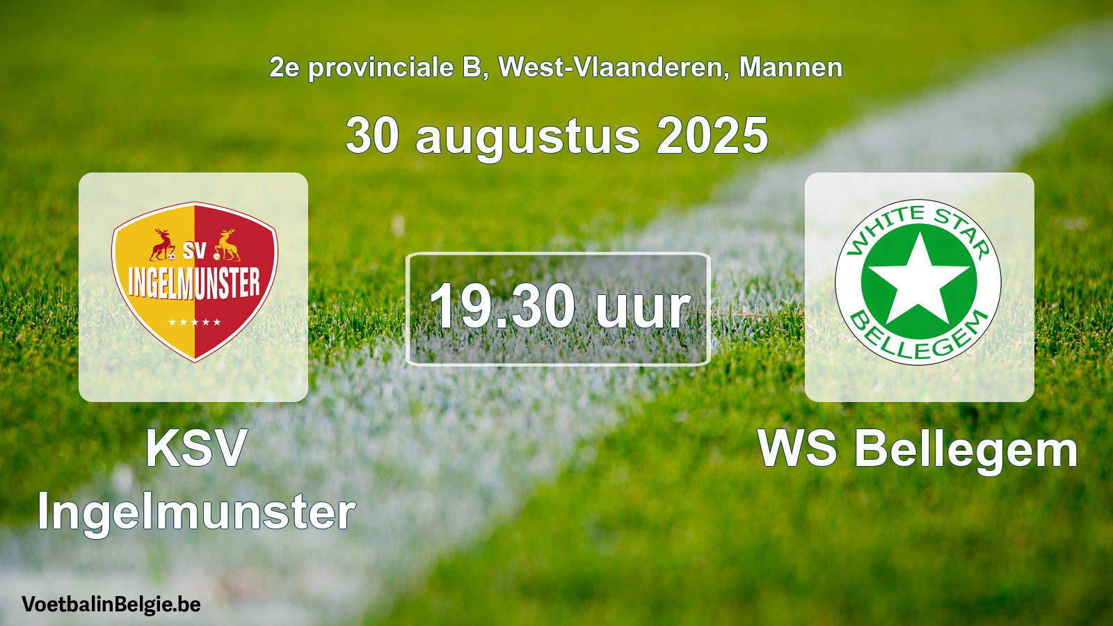 Scheduled match men football: KSV Ingelmunster - WS Bellegem (30 August 2025)