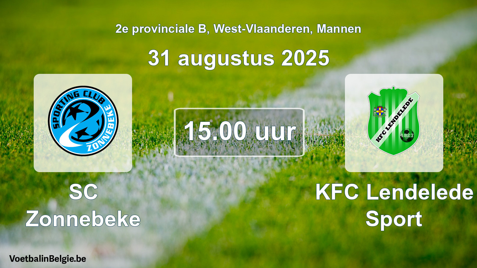 Scheduled match men football: SC Zonnebeke - KFC Lendelede Sport (31 August 2025)