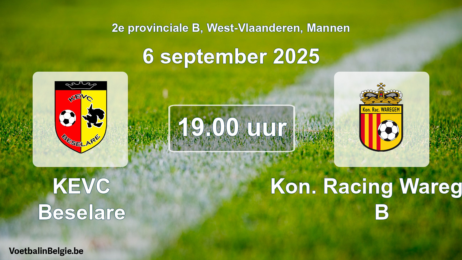 Scheduled match men football: KEVC Beselare - Kon. Racing Waregem B (6 September 2025)