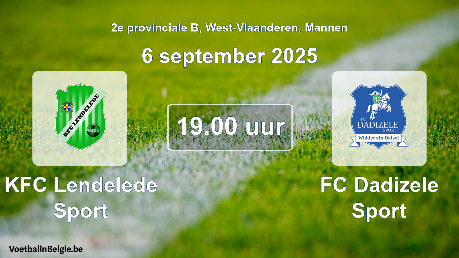 Scheduled match men football: KFC Lendelede Sport - FC Dadizele Sport (6 September 2025)
