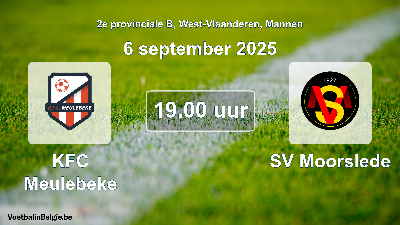 Scheduled match men football: KFC Meulebeke - SV Moorslede (6 September 2025)