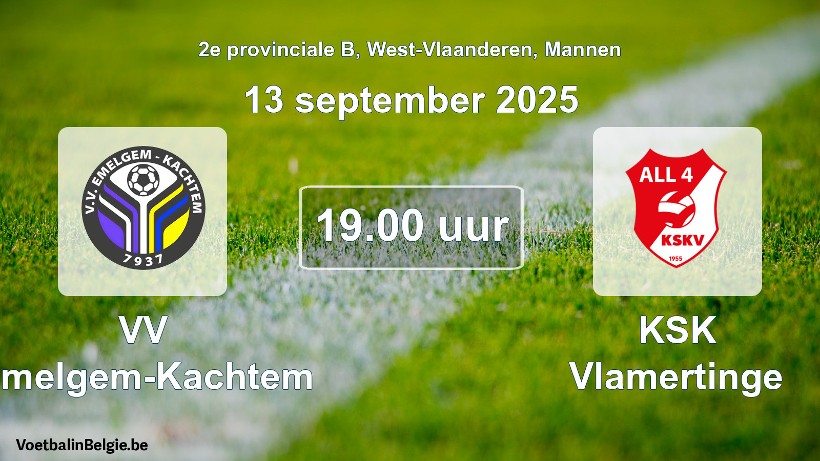 Scheduled match men football: VV Emelgem-Kachtem - KSK Vlamertinge (13 September 2025)