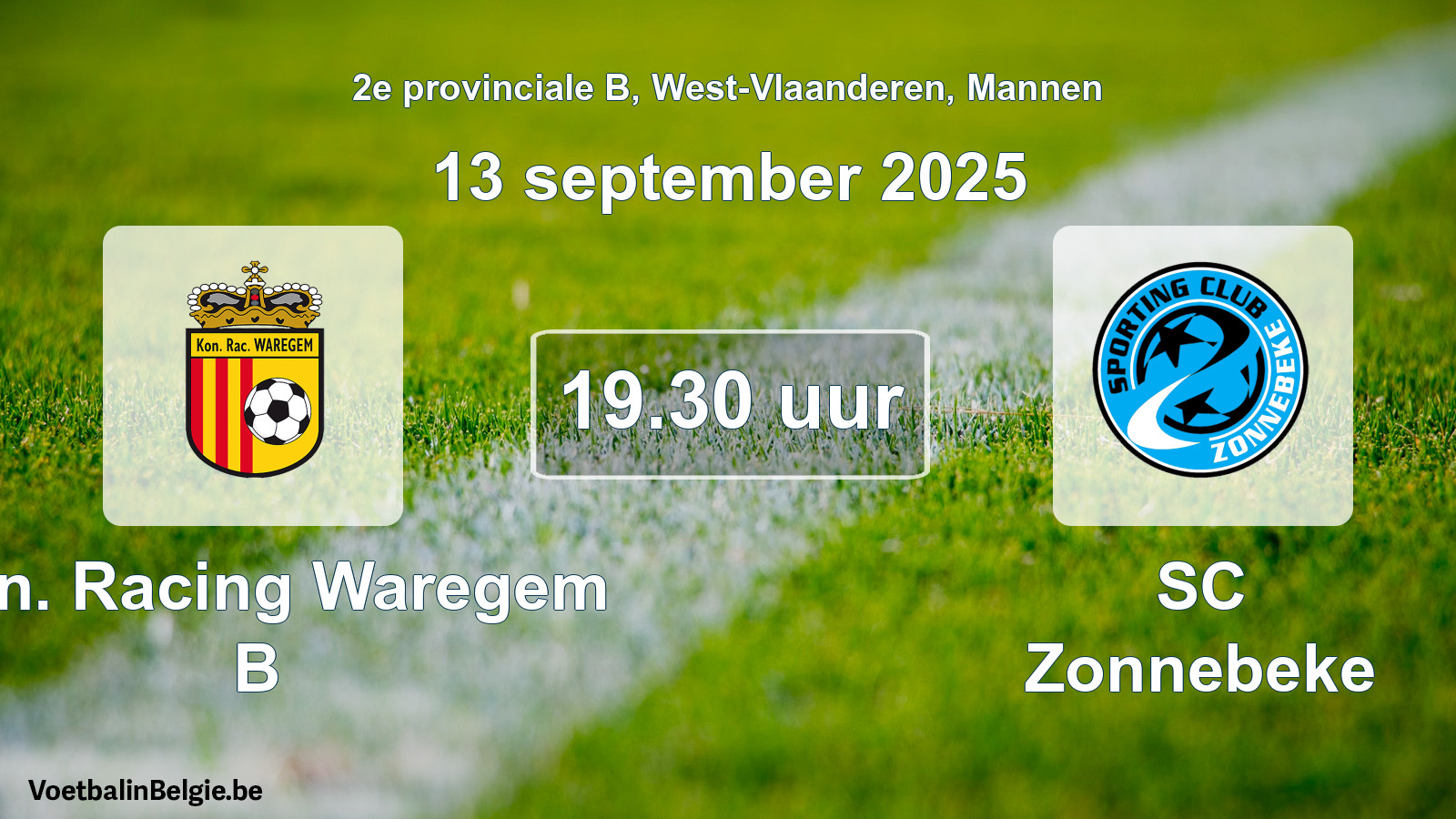 Scheduled match men football: Kon. Racing Waregem B - SC Zonnebeke (13 September 2025)