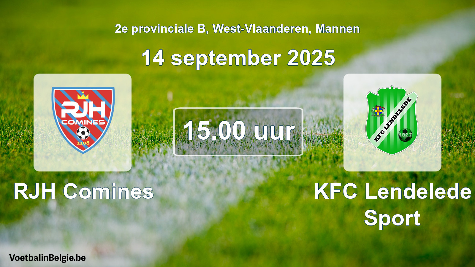 Scheduled match men football: RJH Comines - KFC Lendelede Sport (14 September 2025)