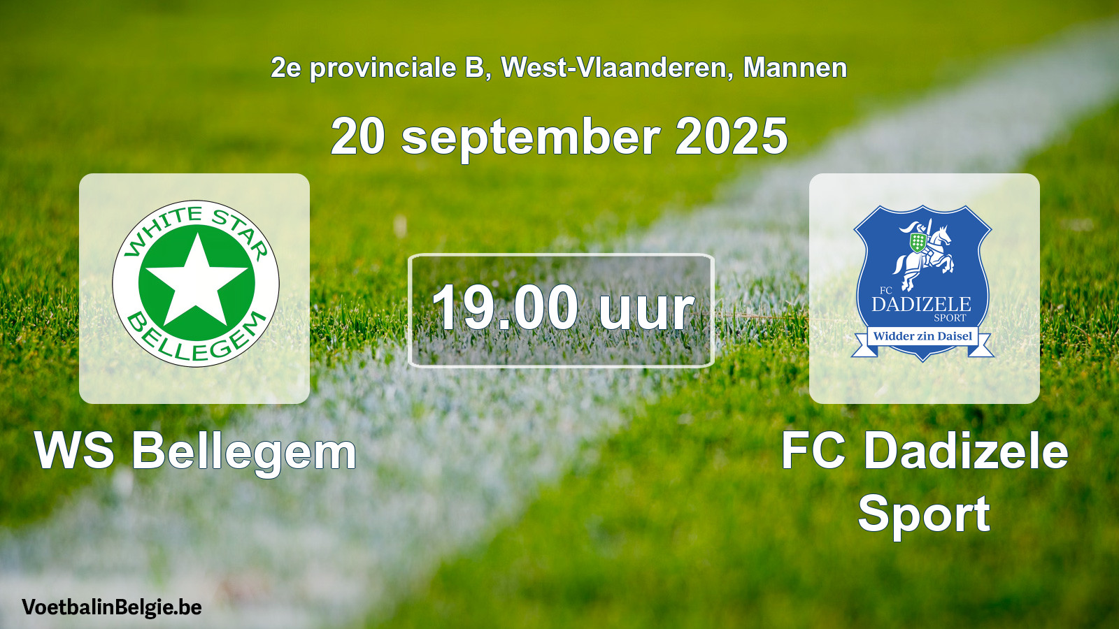 Geplantes Spiel männer-Fußball: WS Bellegem - FC Dadizele Sport (20 September 2025)
