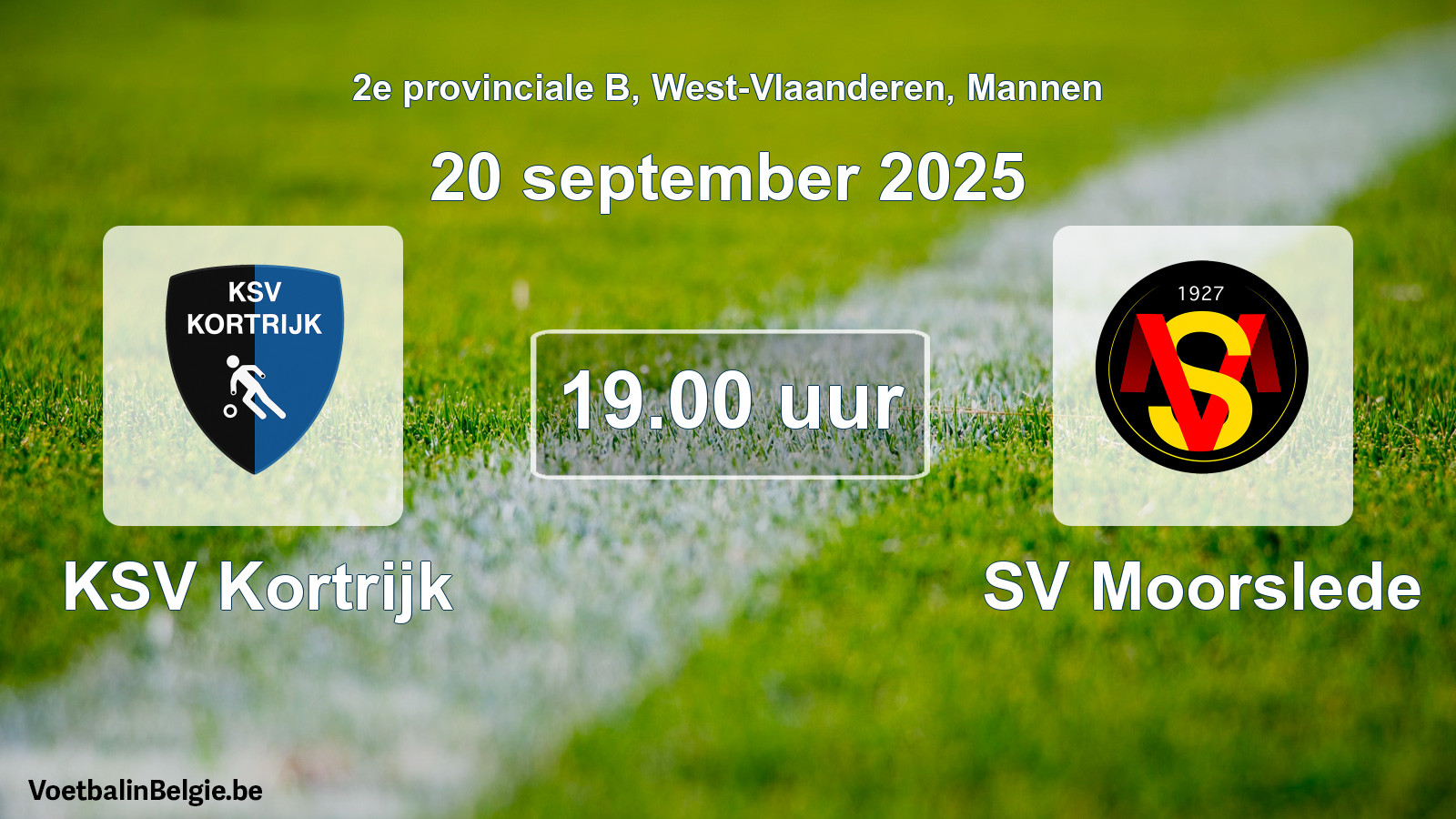 Scheduled match men football: KSV Kortrijk - SV Moorslede (20 September 2025)