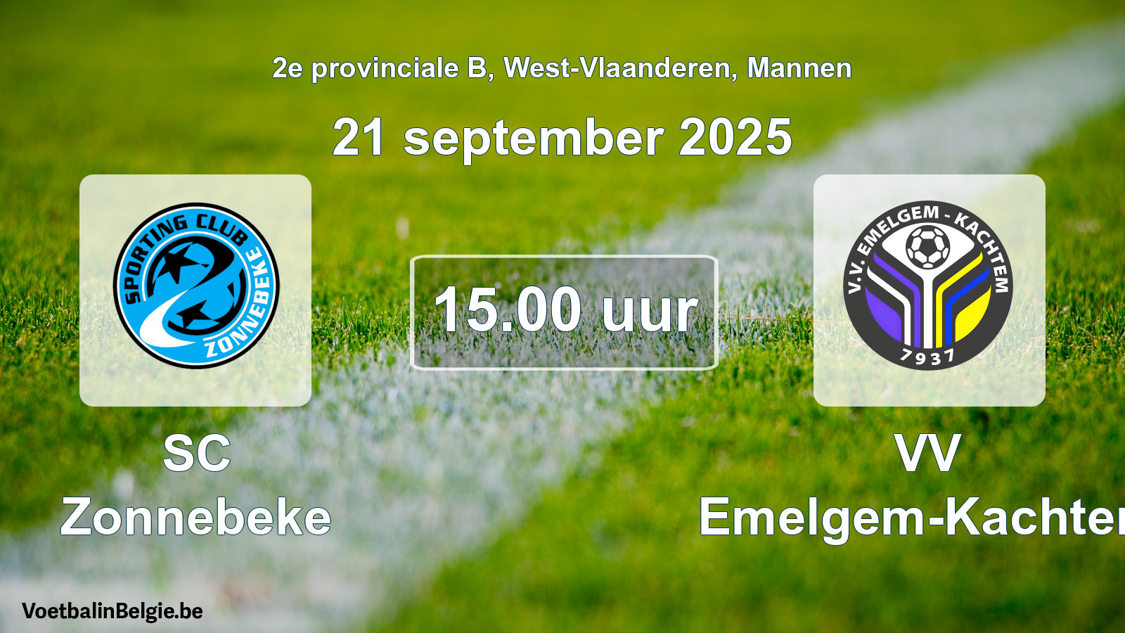 Scheduled match men football: SC Zonnebeke - VV Emelgem-Kachtem (21 September 2025)