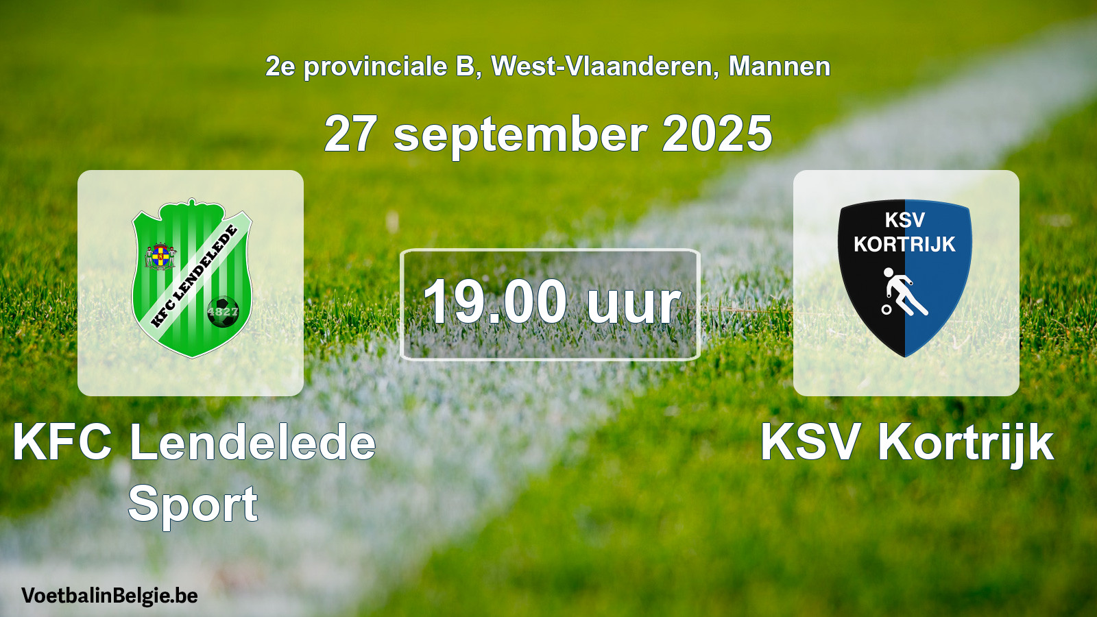 Scheduled match men football: KFC Lendelede Sport - KSV Kortrijk (27 September 2025)