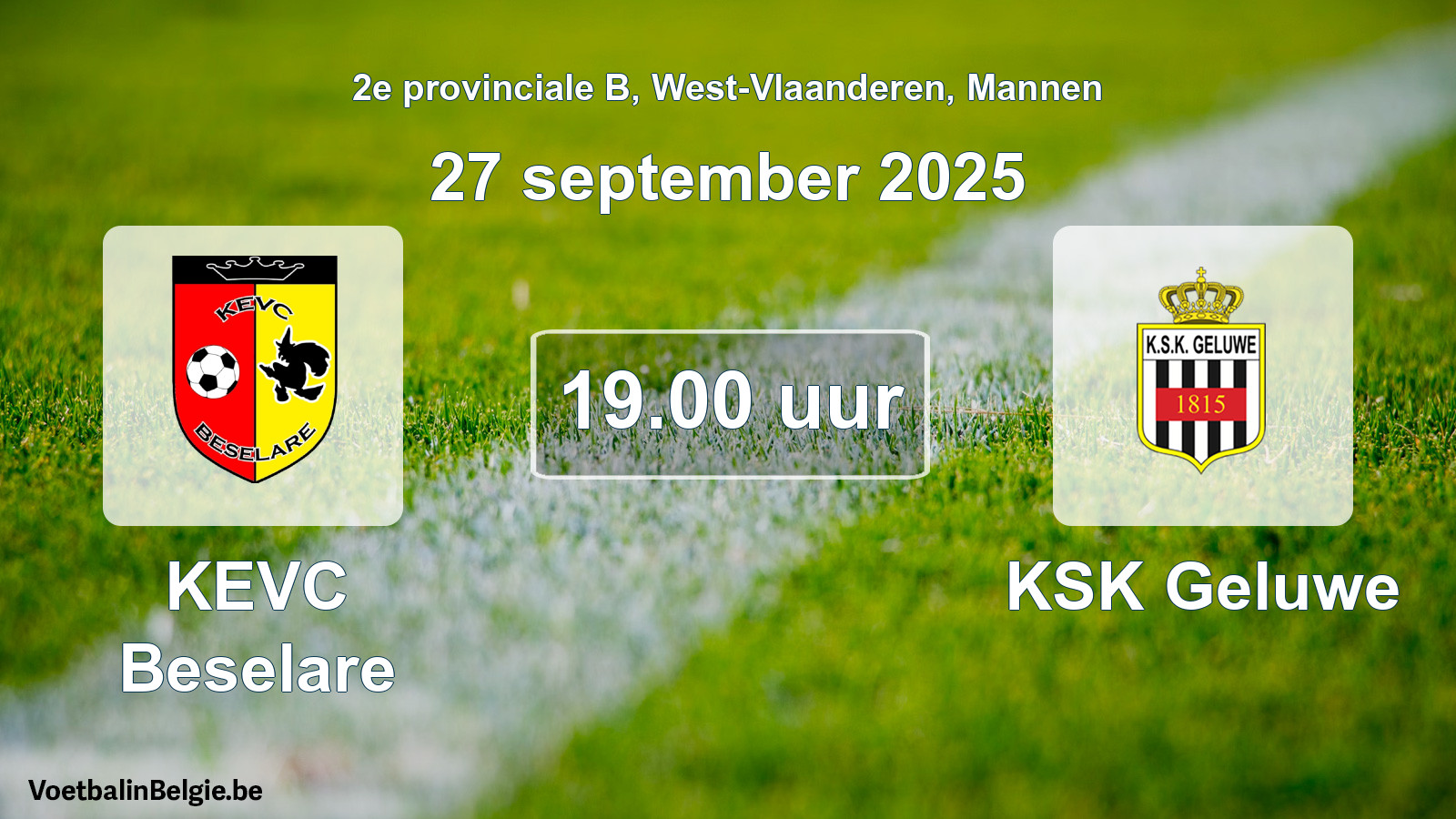 Scheduled match men football: KEVC Beselare - KSK Geluwe (27 September 2025)
