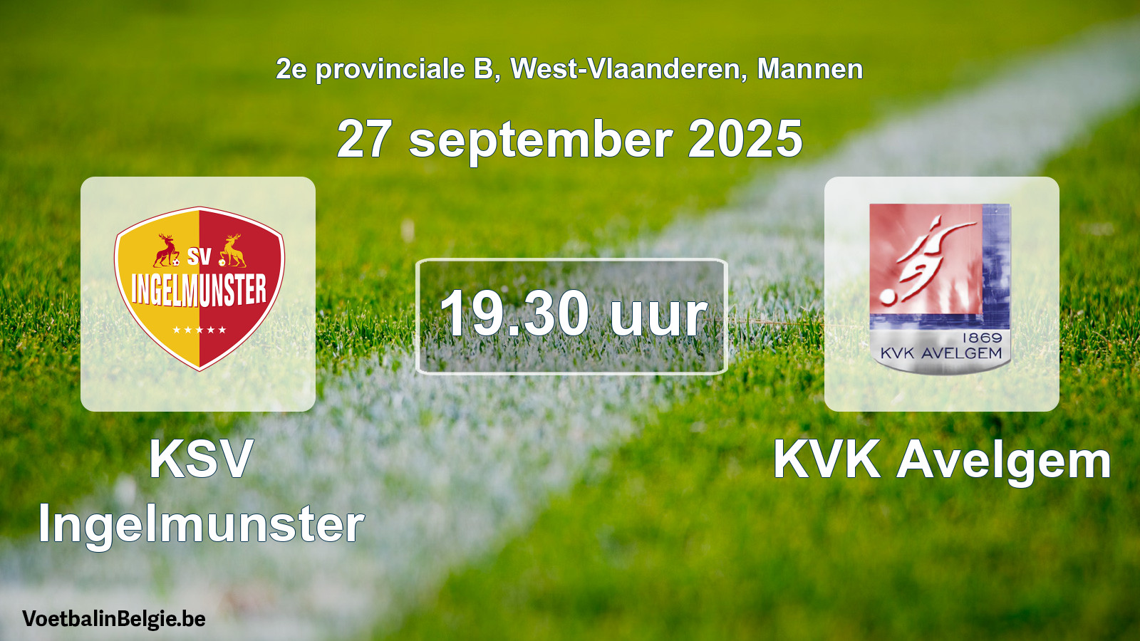 Scheduled match men football: KSV Ingelmunster - KVK Avelgem (27 September 2025)