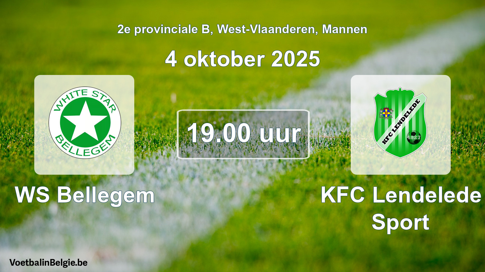 Scheduled match men football: WS Bellegem - KFC Lendelede Sport (4 October 2025)