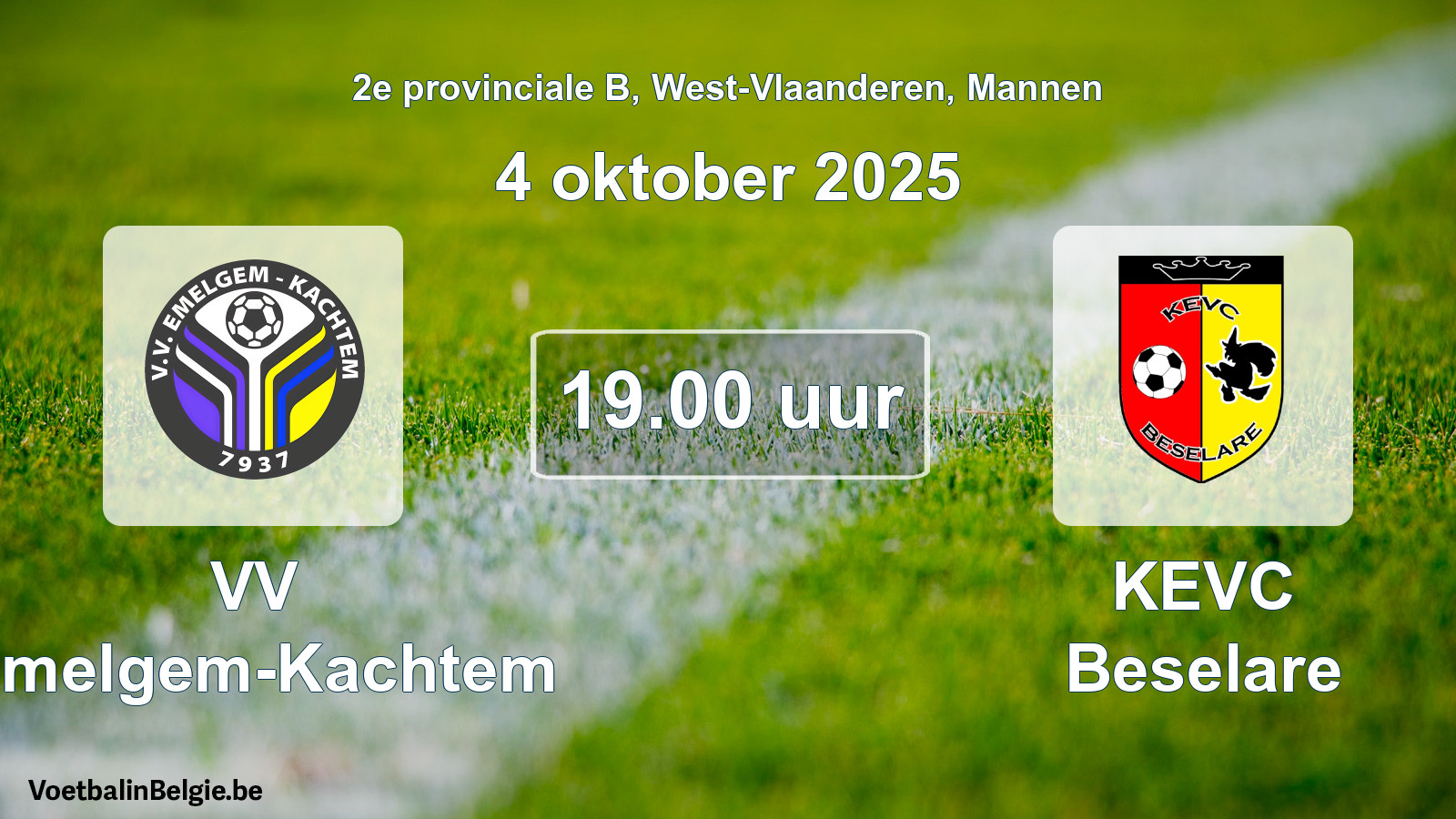 Scheduled match men football: VV Emelgem-Kachtem - KEVC Beselare (4 October 2025)