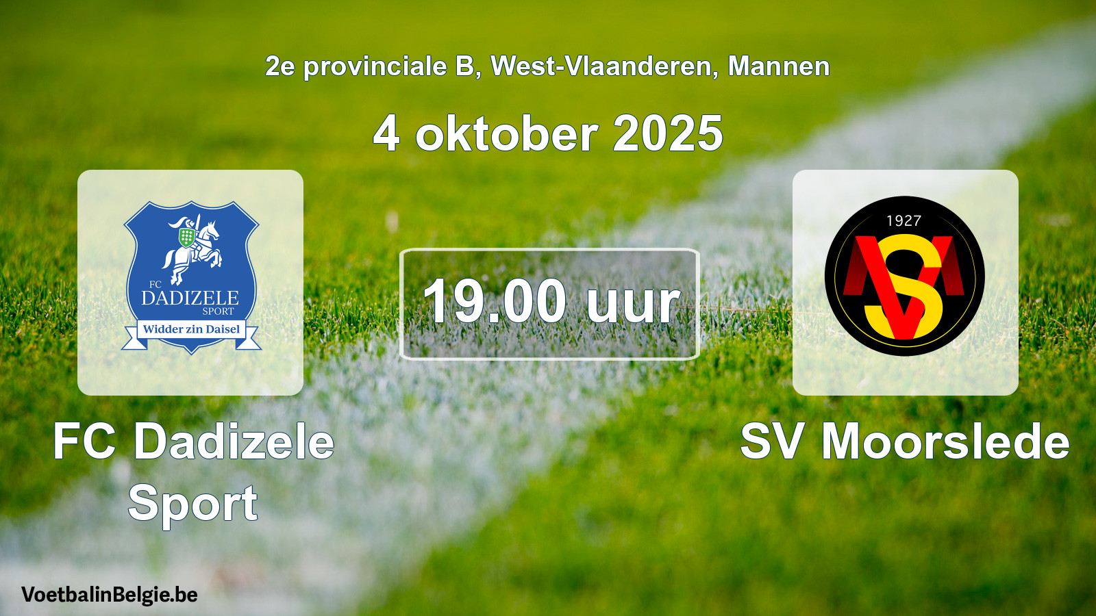Scheduled match men football: FC Dadizele Sport - SV Moorslede (4 October 2025)