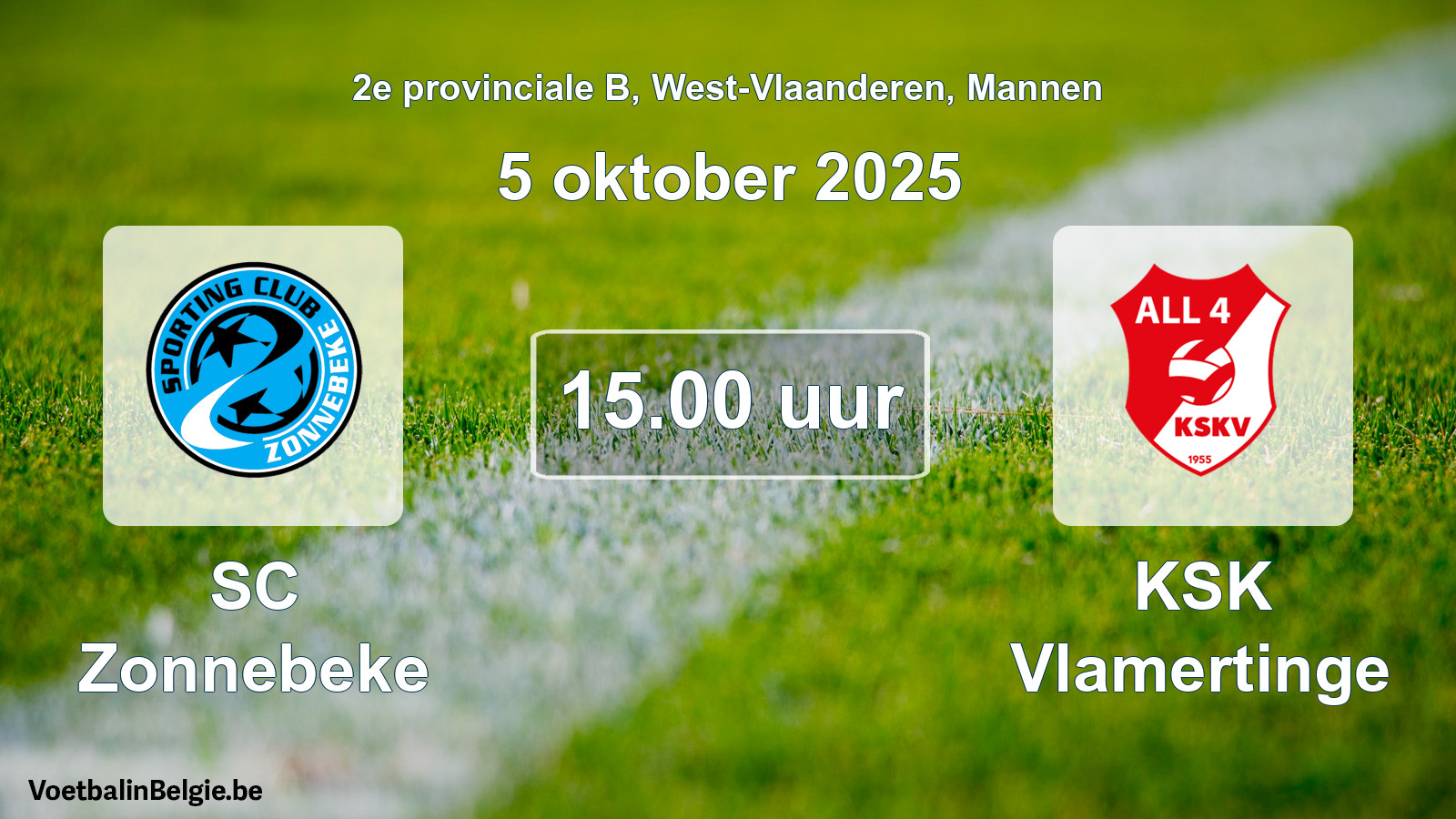 Scheduled match men football: SC Zonnebeke - KSK Vlamertinge (5 October 2025)