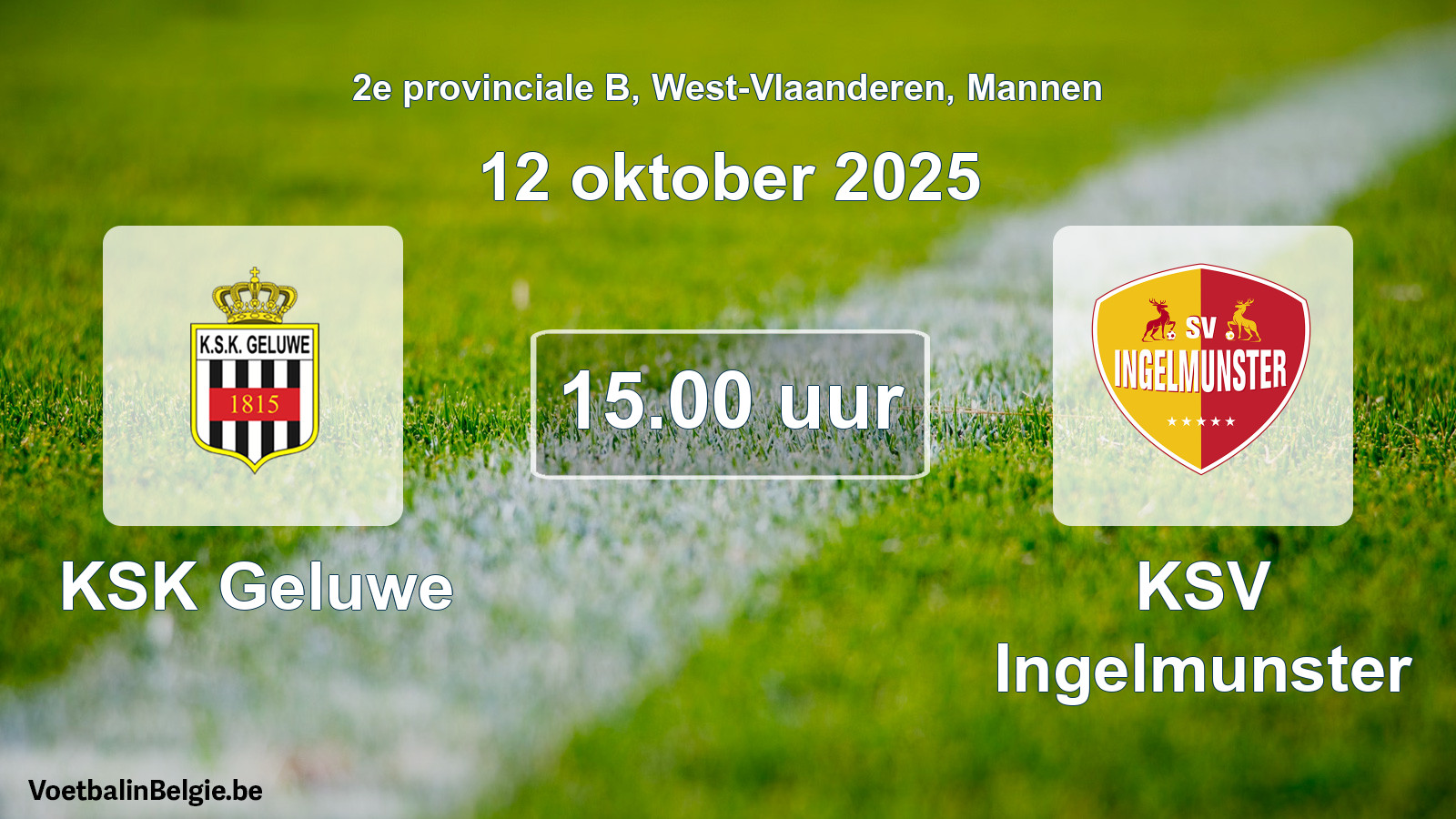 Geplantes Spiel männer-Fußball: KSK Geluwe - KSV Ingelmunster (12 Oktober 2025)