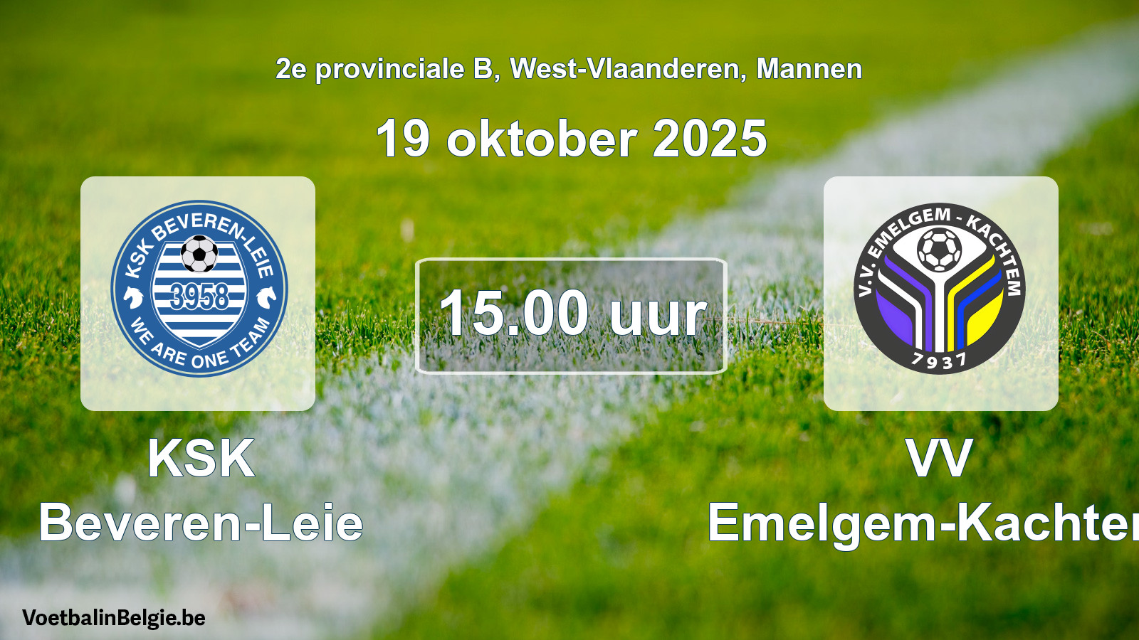 Scheduled match men football: KSK Beveren-Leie - VV Emelgem-Kachtem (19 October 2025)