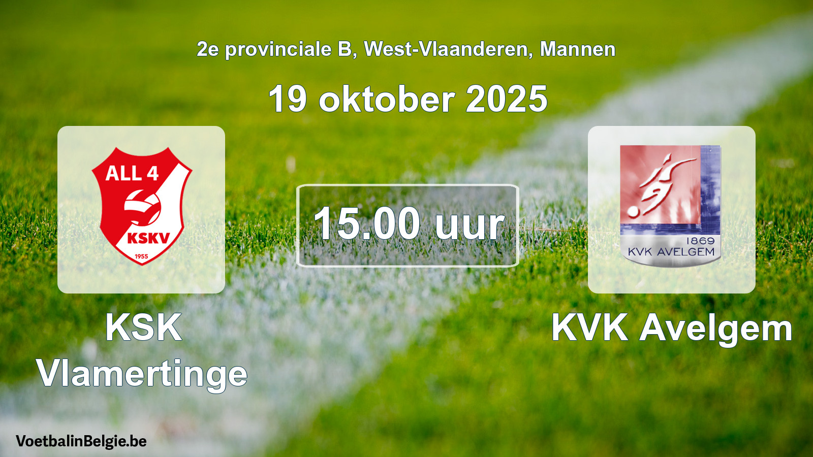 Scheduled match men football: KSK Vlamertinge - KVK Avelgem (19 October 2025)