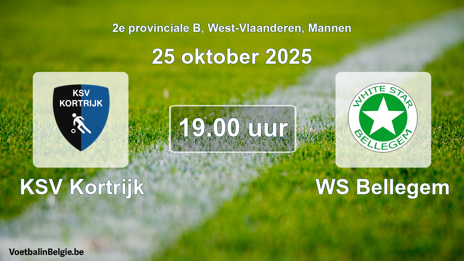 Geplande wedstrijd mannenvoetbal: KSV Kortrijk - WS Bellegem (25 oktober 2025)