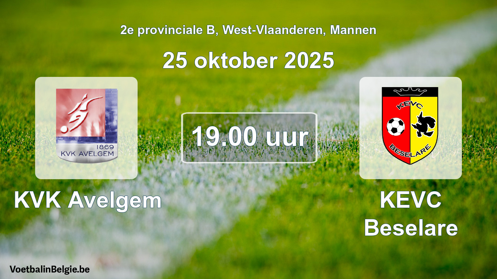 Geplande wedstrijd mannenvoetbal: KVK Avelgem - KEVC Beselare (25 oktober 2025)