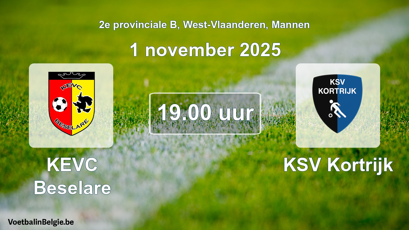 Scheduled match men football: KEVC Beselare - KSV Kortrijk (1 November 2025)