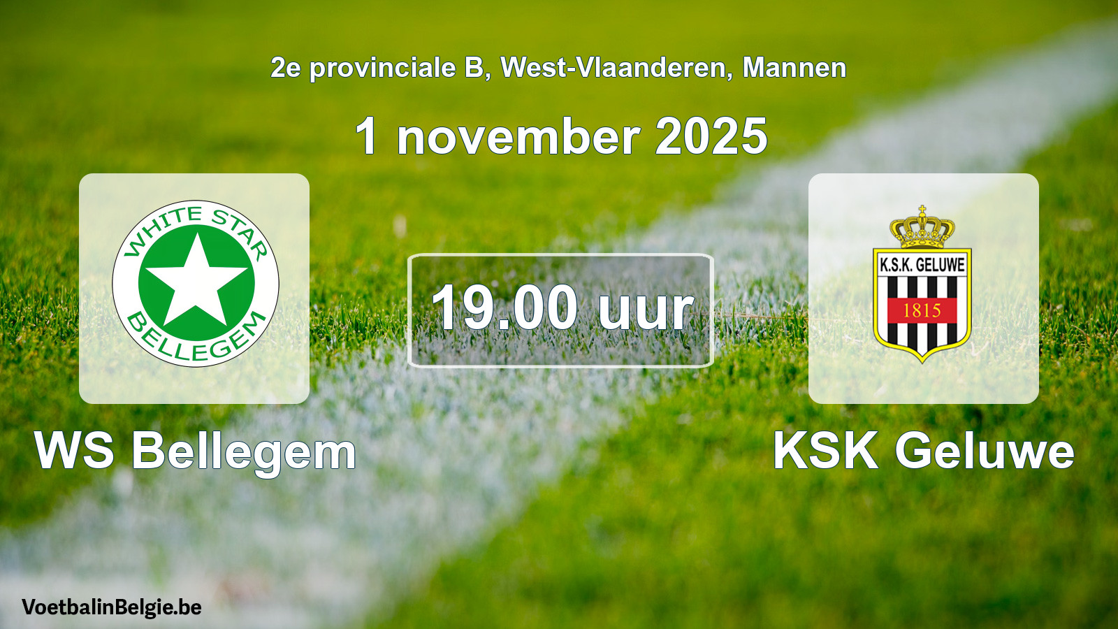 Match prévu football hommes: WS Bellegem - KSK Geluwe (1 novembre 2025)