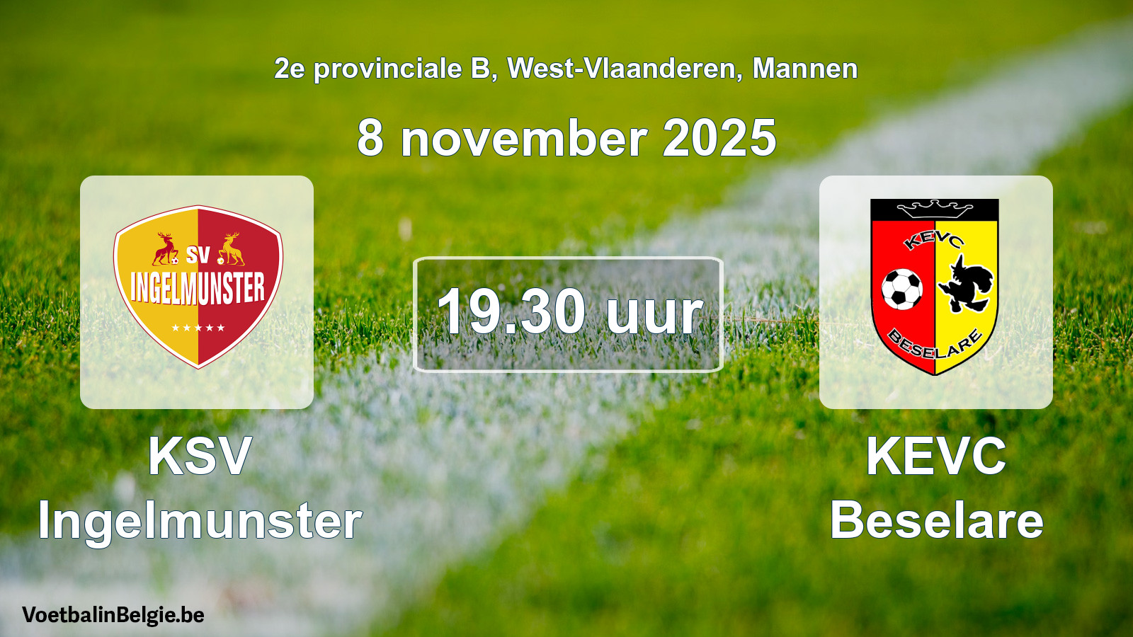 Scheduled match men football: KSV Ingelmunster - KEVC Beselare (8 November 2025)