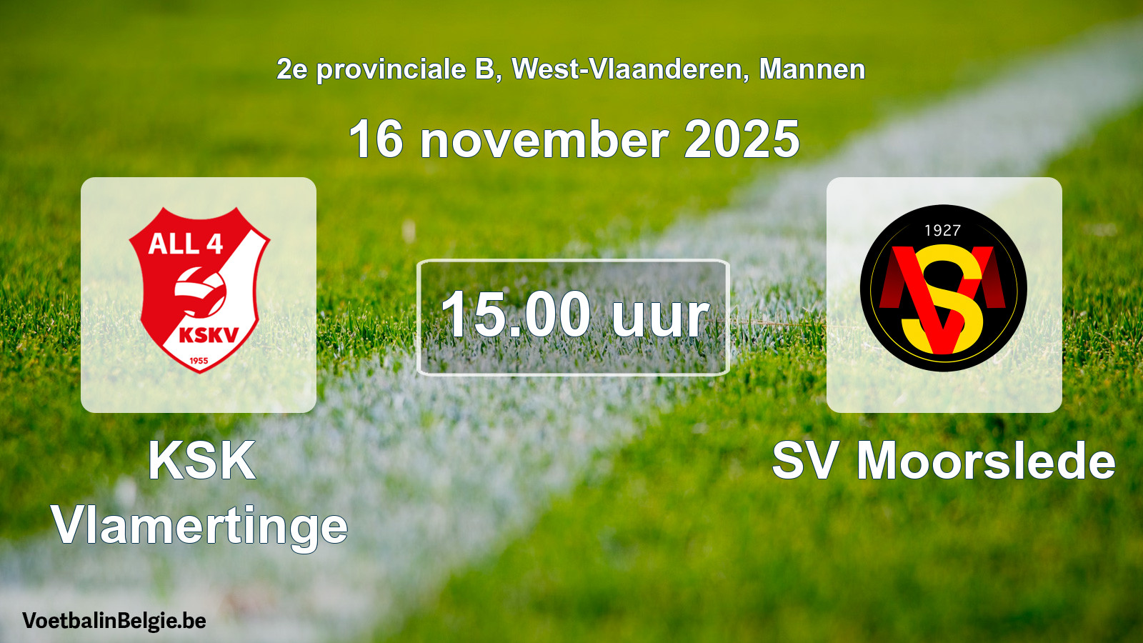 Scheduled match men football: KSK Vlamertinge - SV Moorslede (16 November 2025)