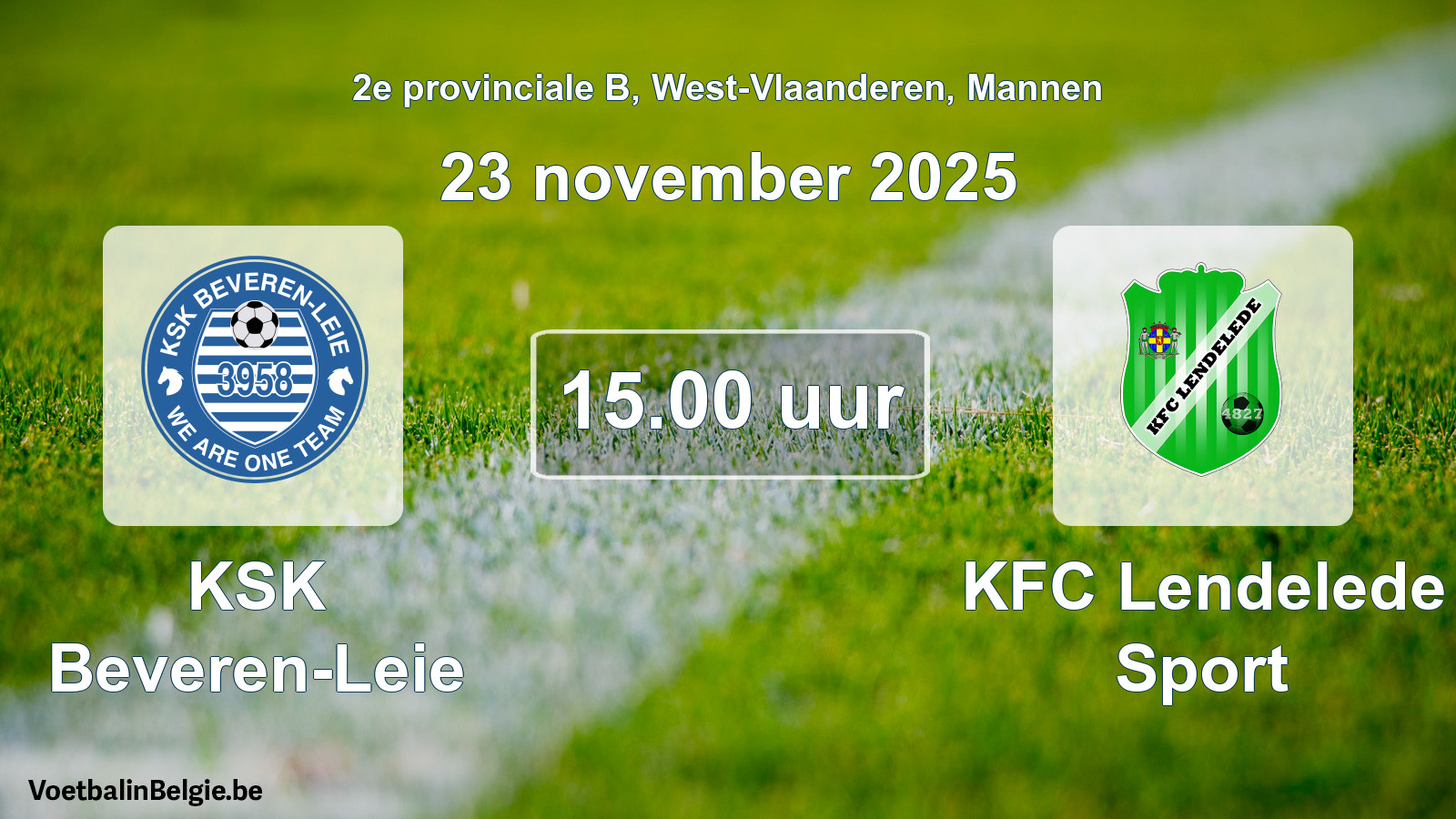 Geplande wedstrijd mannenvoetbal: KSK Beveren-Leie - KFC Lendelede Sport (23 november 2025)