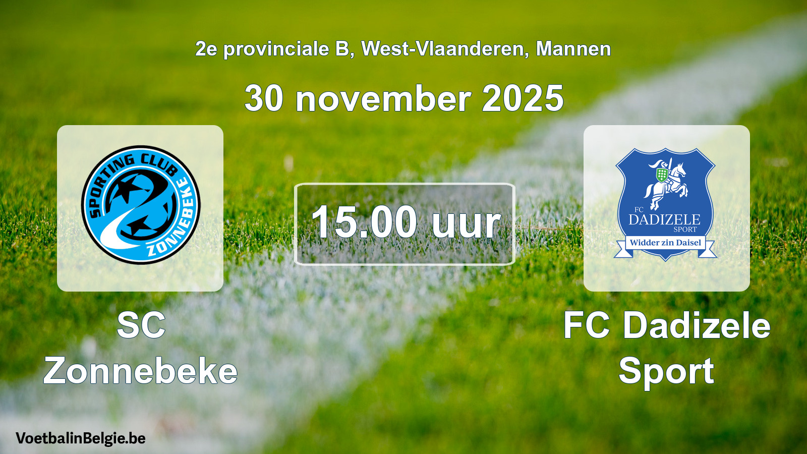 Scheduled match men football: SC Zonnebeke - FC Dadizele Sport (30 November 2025)