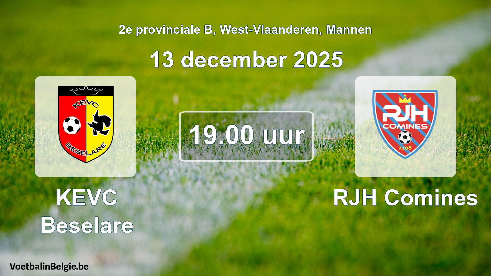Scheduled match men football: KEVC Beselare - RJH Comines (13 December 2025)
