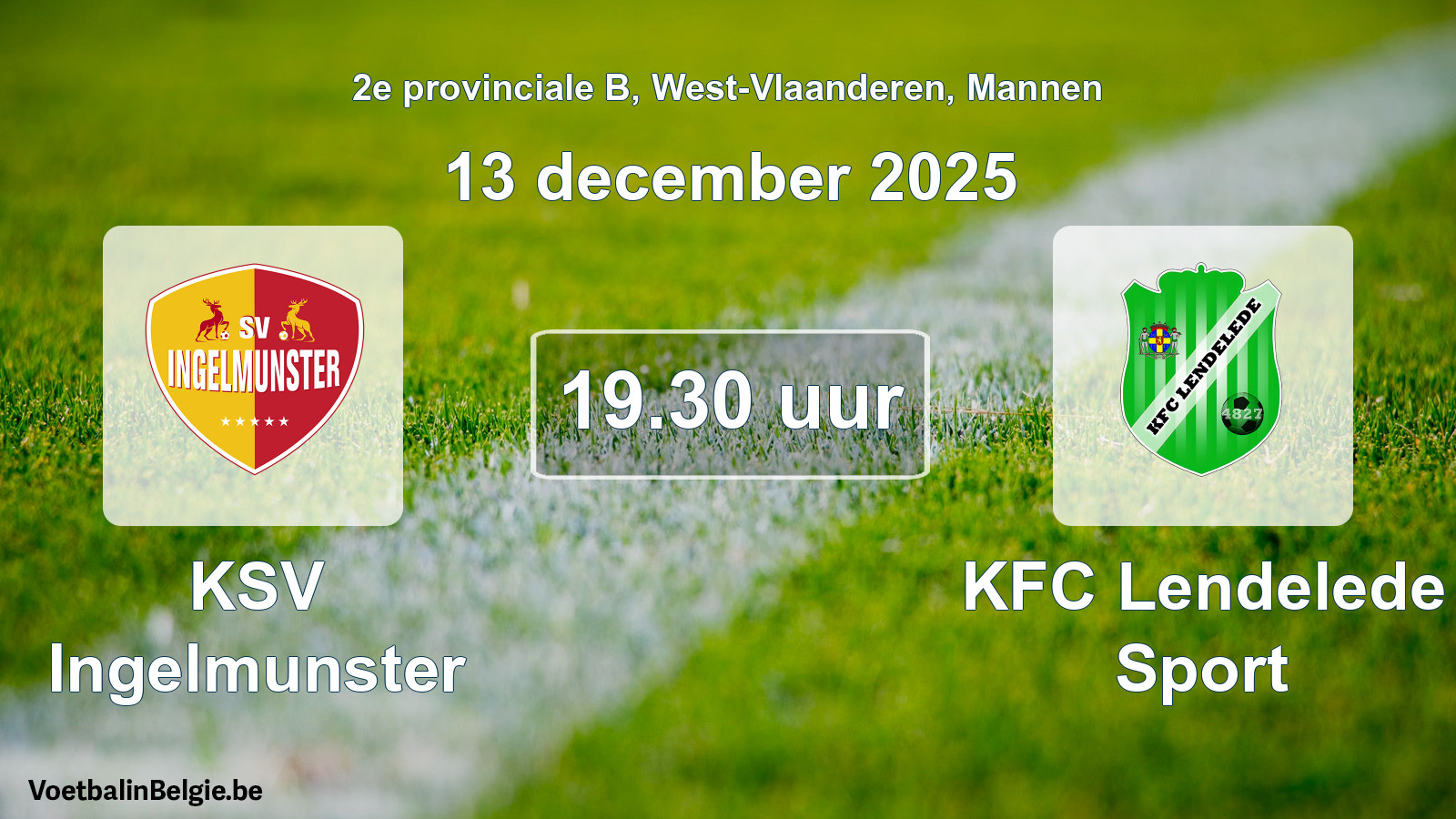 Scheduled match men football: KSV Ingelmunster - KFC Lendelede Sport (13 December 2025)