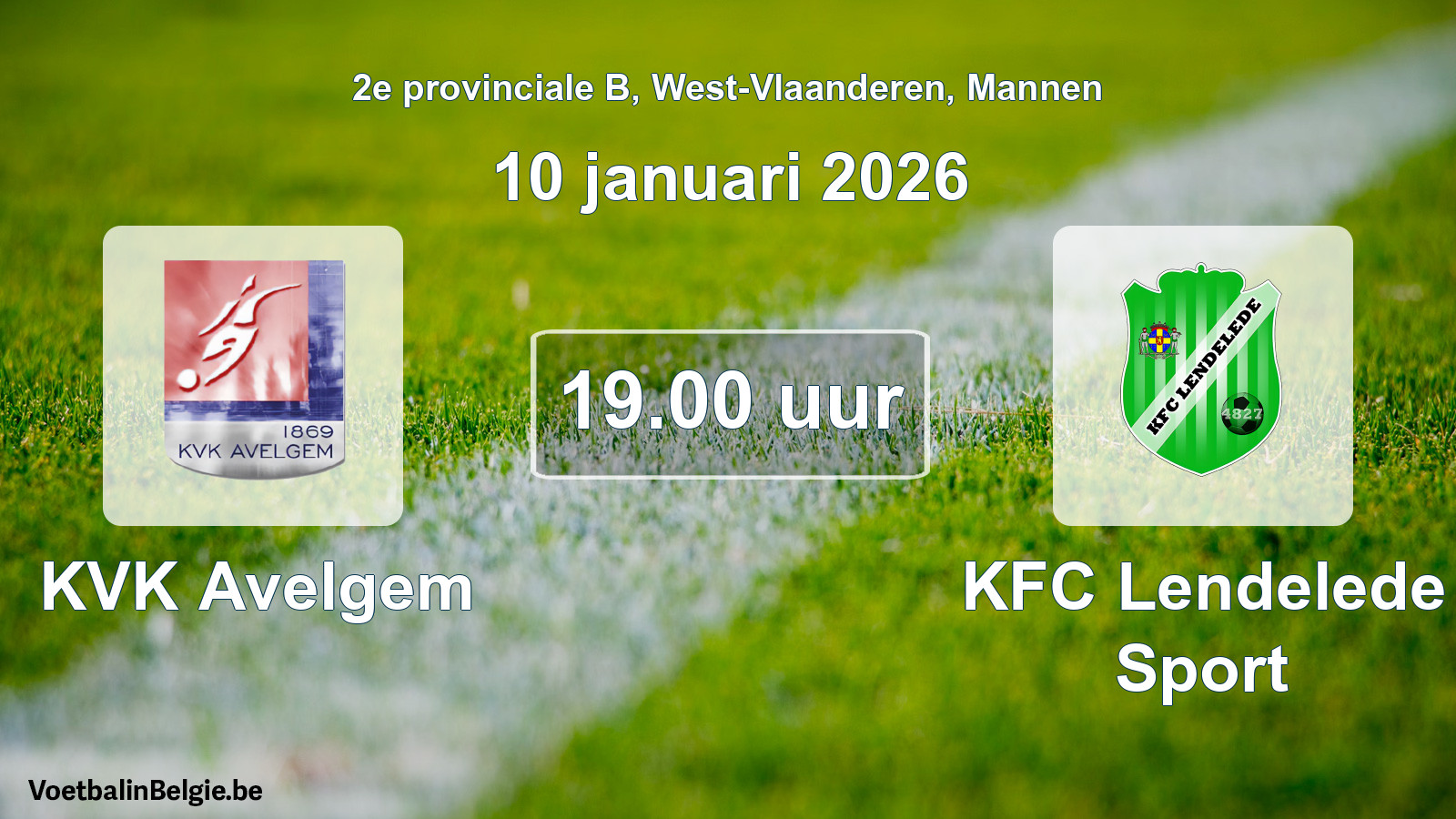 Scheduled match men football: KVK Avelgem - KFC Lendelede Sport (10 January 2026)