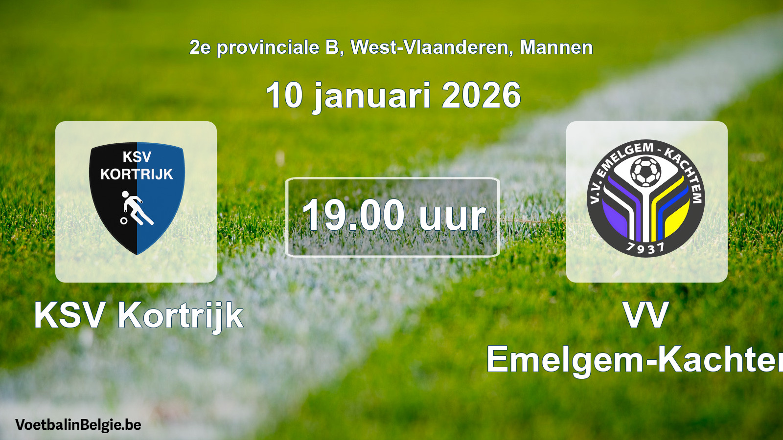 Scheduled match men football: KSV Kortrijk - VV Emelgem-Kachtem (10 January 2026)