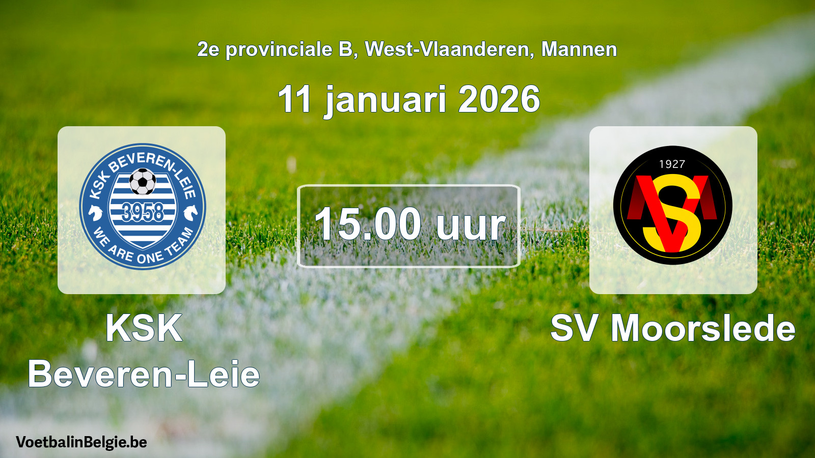 Scheduled match men football: KSK Beveren-Leie - SV Moorslede (11 January 2026)