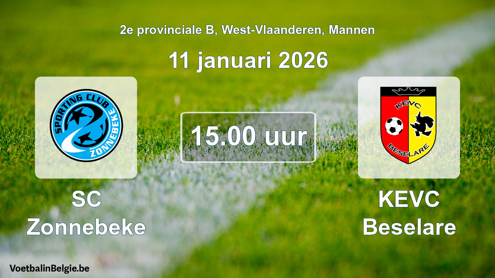 Scheduled match men football: SC Zonnebeke - KEVC Beselare (11 January 2026)