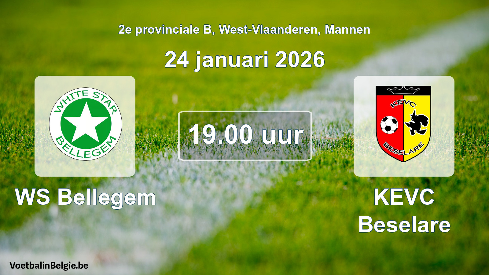 Scheduled match men football: WS Bellegem - KEVC Beselare (24 January 2026)