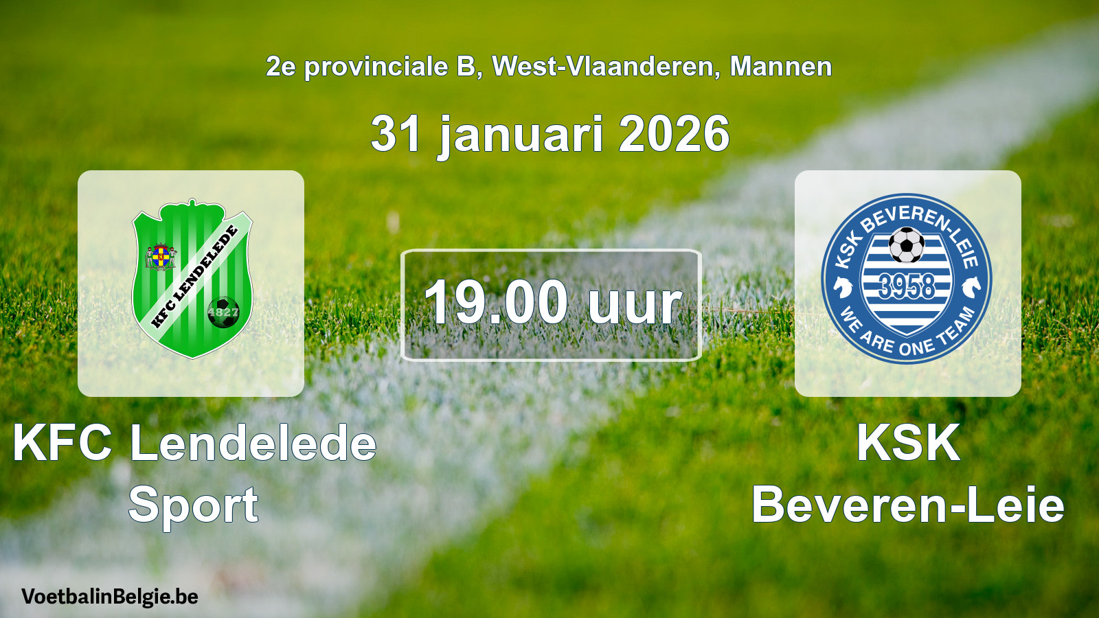 Scheduled match men football: KFC Lendelede Sport - KSK Beveren-Leie (31 January 2026)