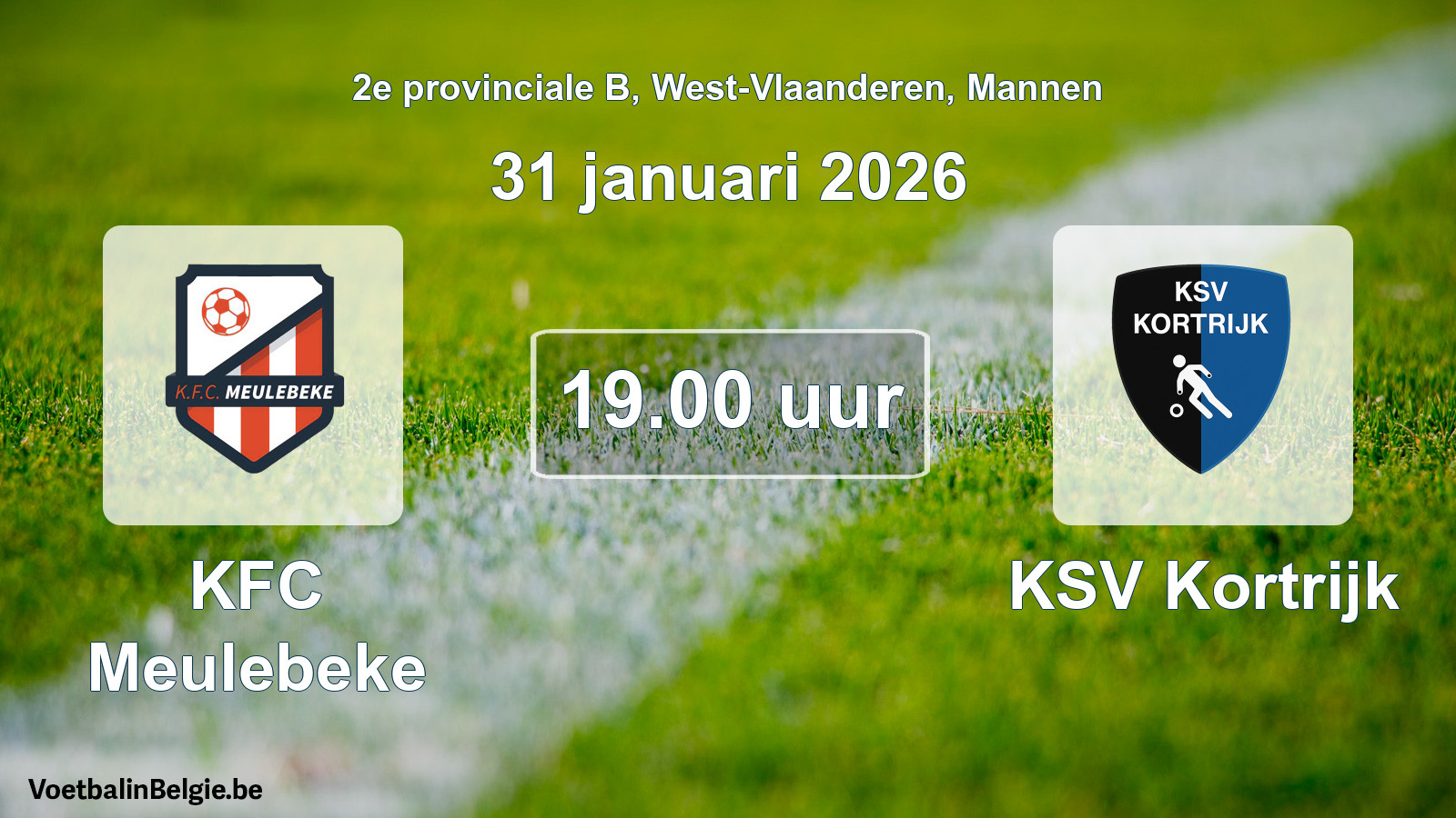 Scheduled match men football: KFC Meulebeke - KSV Kortrijk (31 January 2026)