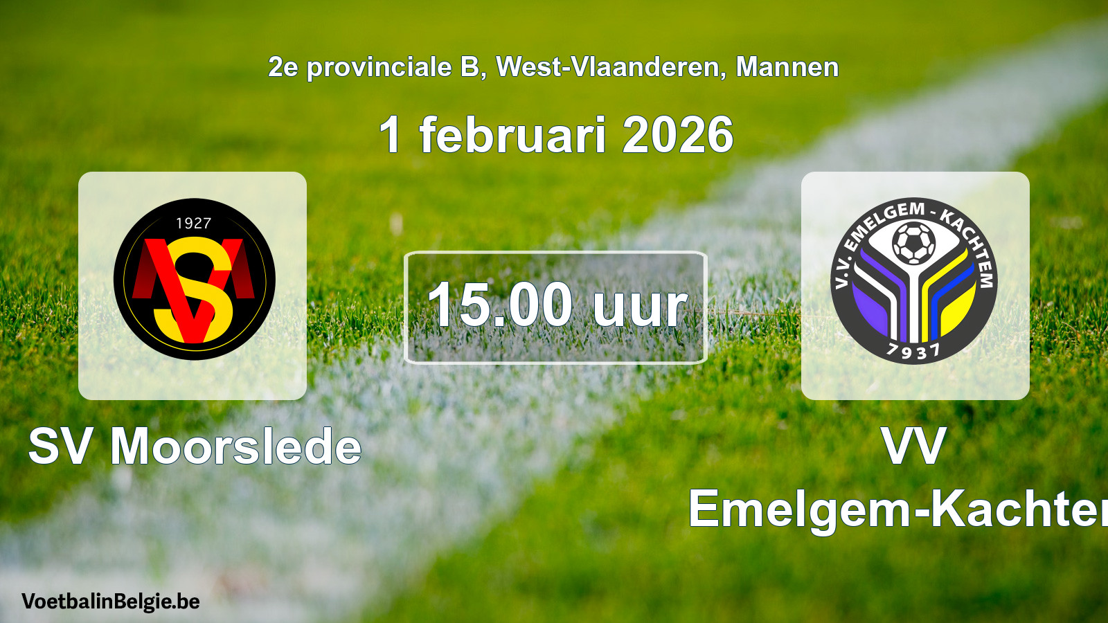 Scheduled match men football: SV Moorslede - VV Emelgem-Kachtem (1 February 2026)