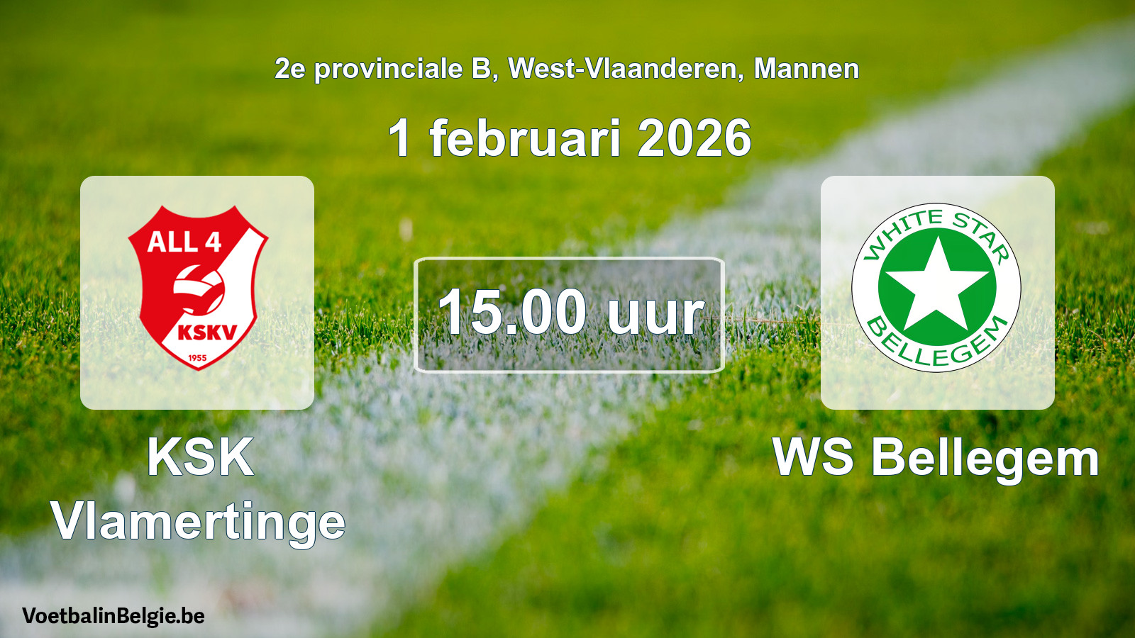 Scheduled match men football: KSK Vlamertinge - WS Bellegem (1 February 2026)
