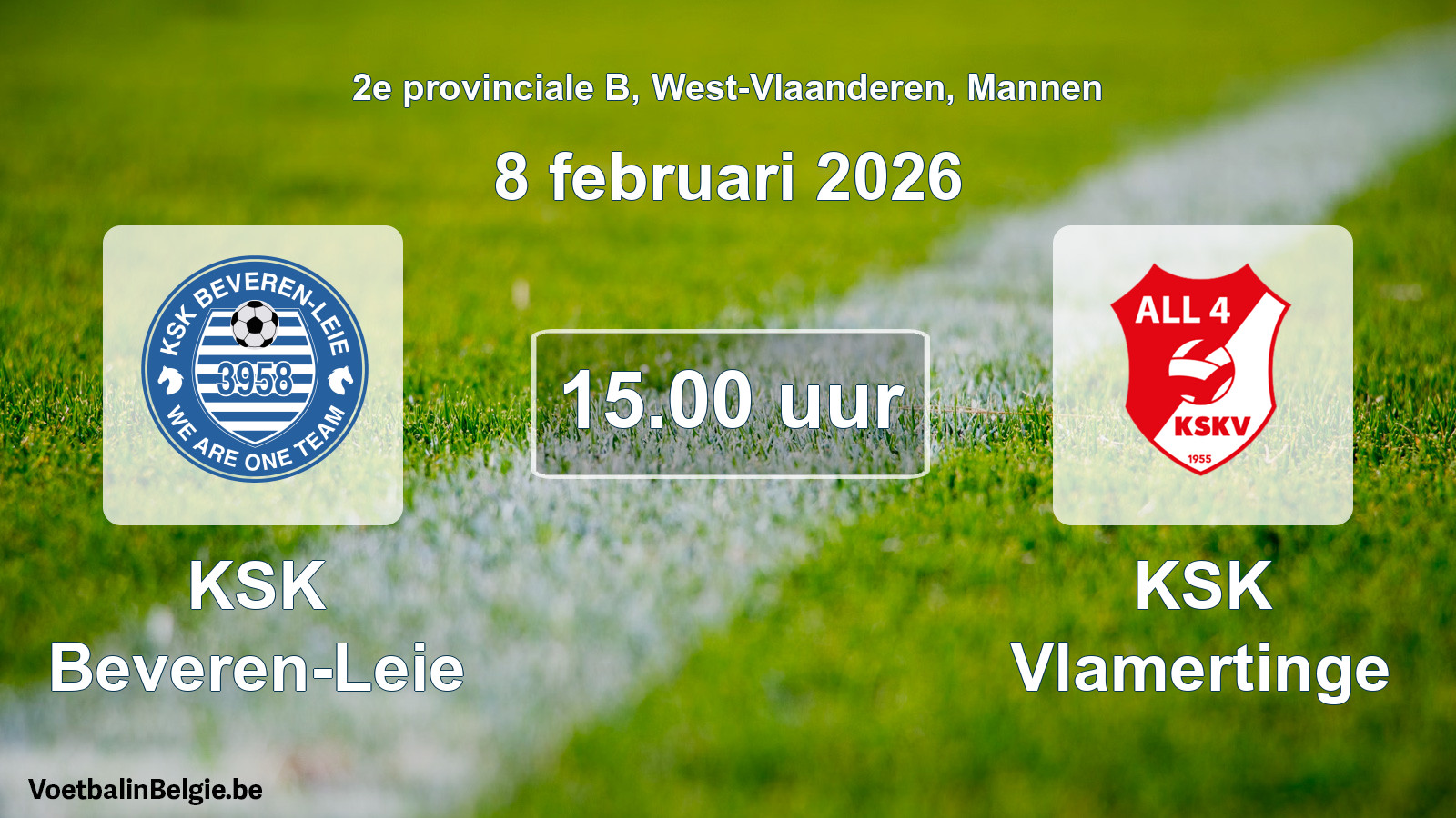 Scheduled match men football: KSK Beveren-Leie - KSK Vlamertinge (8 February 2026)
