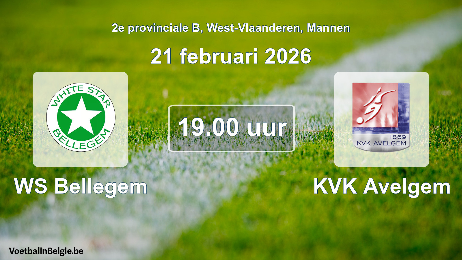 Scheduled match men football: WS Bellegem - KVK Avelgem (21 February 2026)
