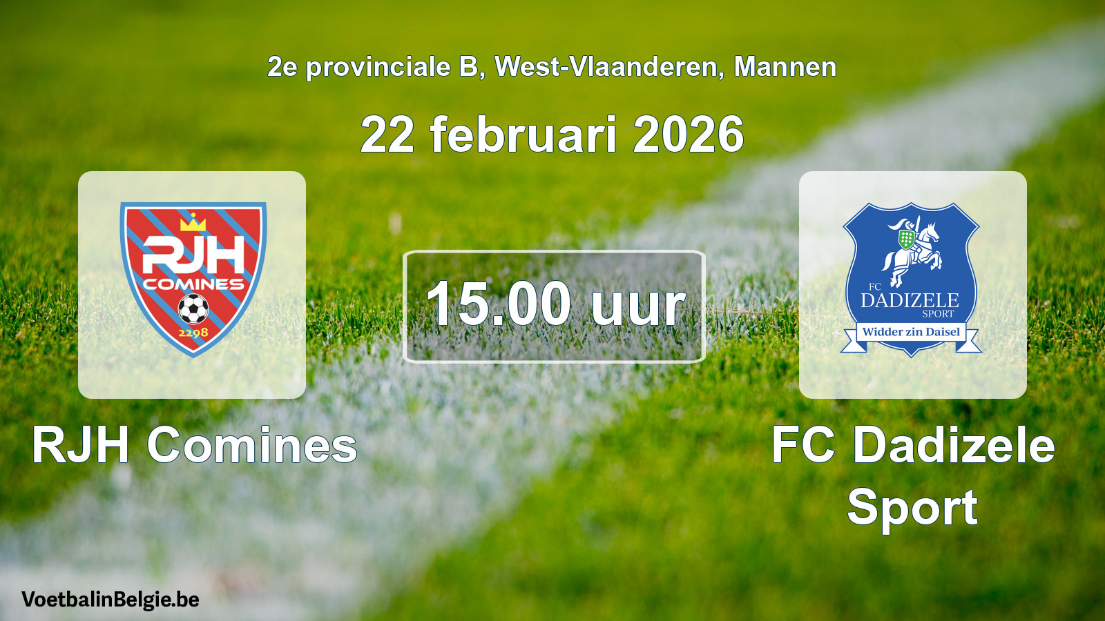 Scheduled match men football: RJH Comines - FC Dadizele Sport (22 February 2026)