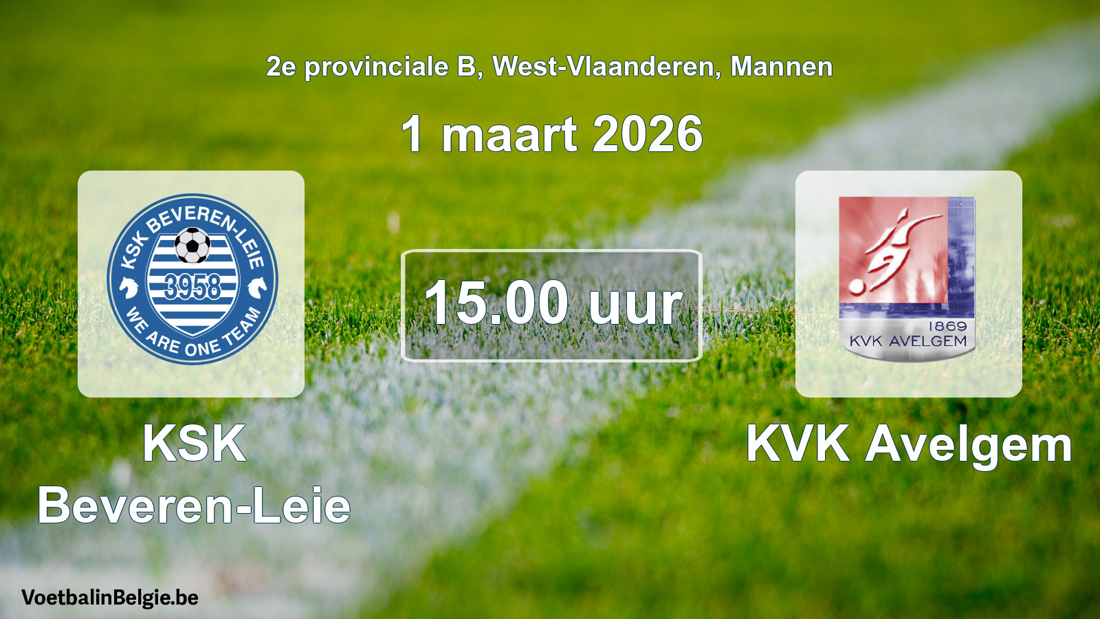 Scheduled match men football: KSK Beveren-Leie - KVK Avelgem (1 March 2026)